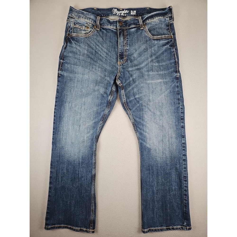 Wrangler Retro Jeans Men's 38x29 Blue Slim Boot Western Cowboy Stretch Denim